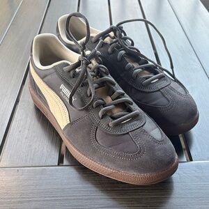 Puma Palermo Pop Men's Charcoal and Beige Sneakers shoes